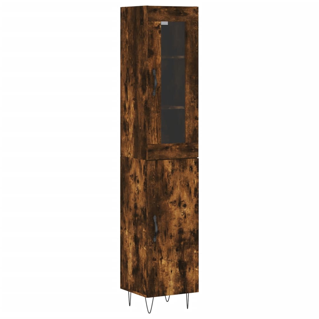 Image Buffet haut Chêne fumé 34,5x34x180 cm Bois d'ingénierie | Xios Store SNC vidaXL Xios Store SNC