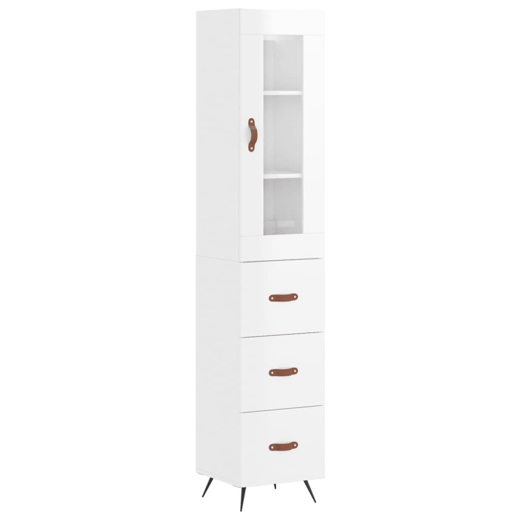 Image Buffet haut Blanc brillant 34,5x34x180 cm Bois d'ingénierie | Xios Store SNC vidaXL Xios Store SNC