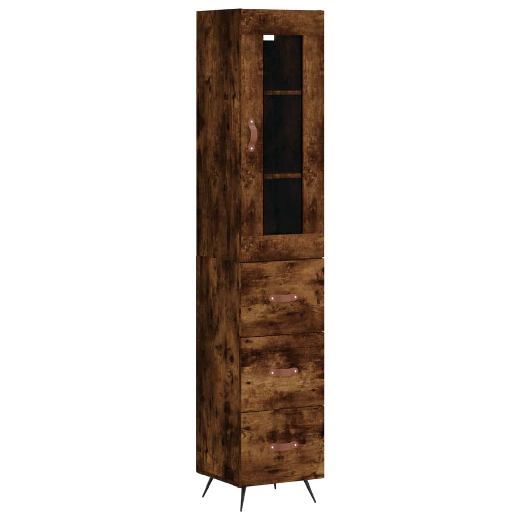 Image Buffet haut Chêne fumé 34,5x34x180 cm Bois d'ingénierie | Xios Store SNC vidaXL Xios Store SNC