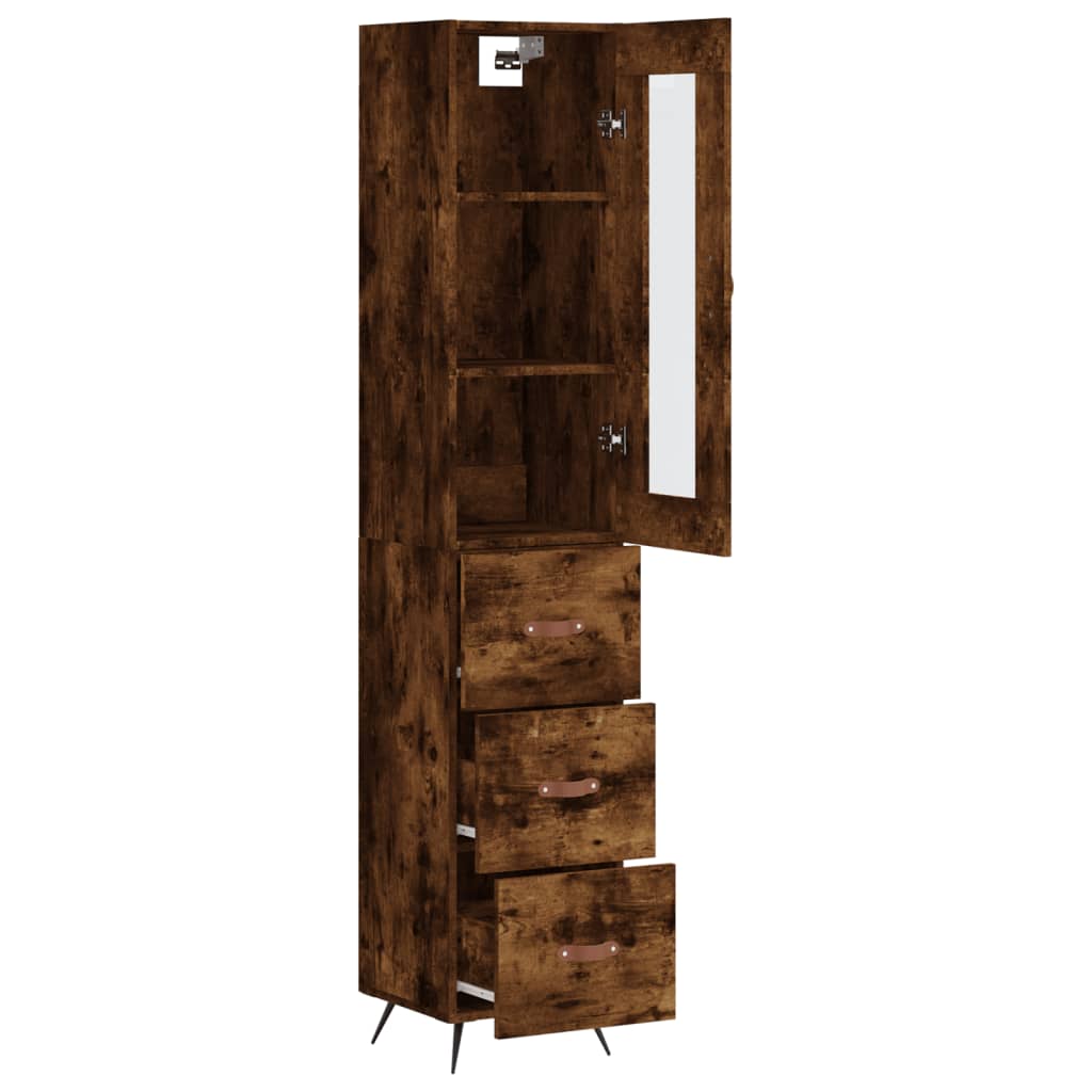 Image Buffet haut Chêne fumé 34,5x34x180 cm Bois d'ingénierie | Xios Store SNC vidaXL Xios Store SNC