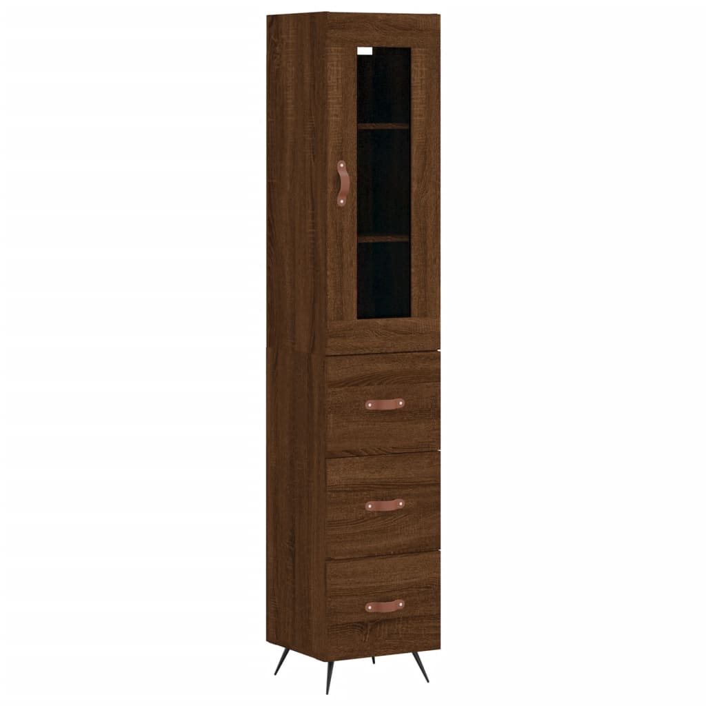 Image Buffet haut Chêne marron 34,5x34x180 cm Bois d'ingénierie | Xios Store SNC vidaXL Xios Store SNC