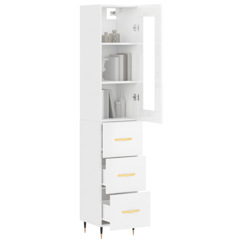 Image Buffet haut Blanc brillant 34,5x34x180 cm Bois d'ingénierie | Xios Store SNC vidaXL Xios Store SNC