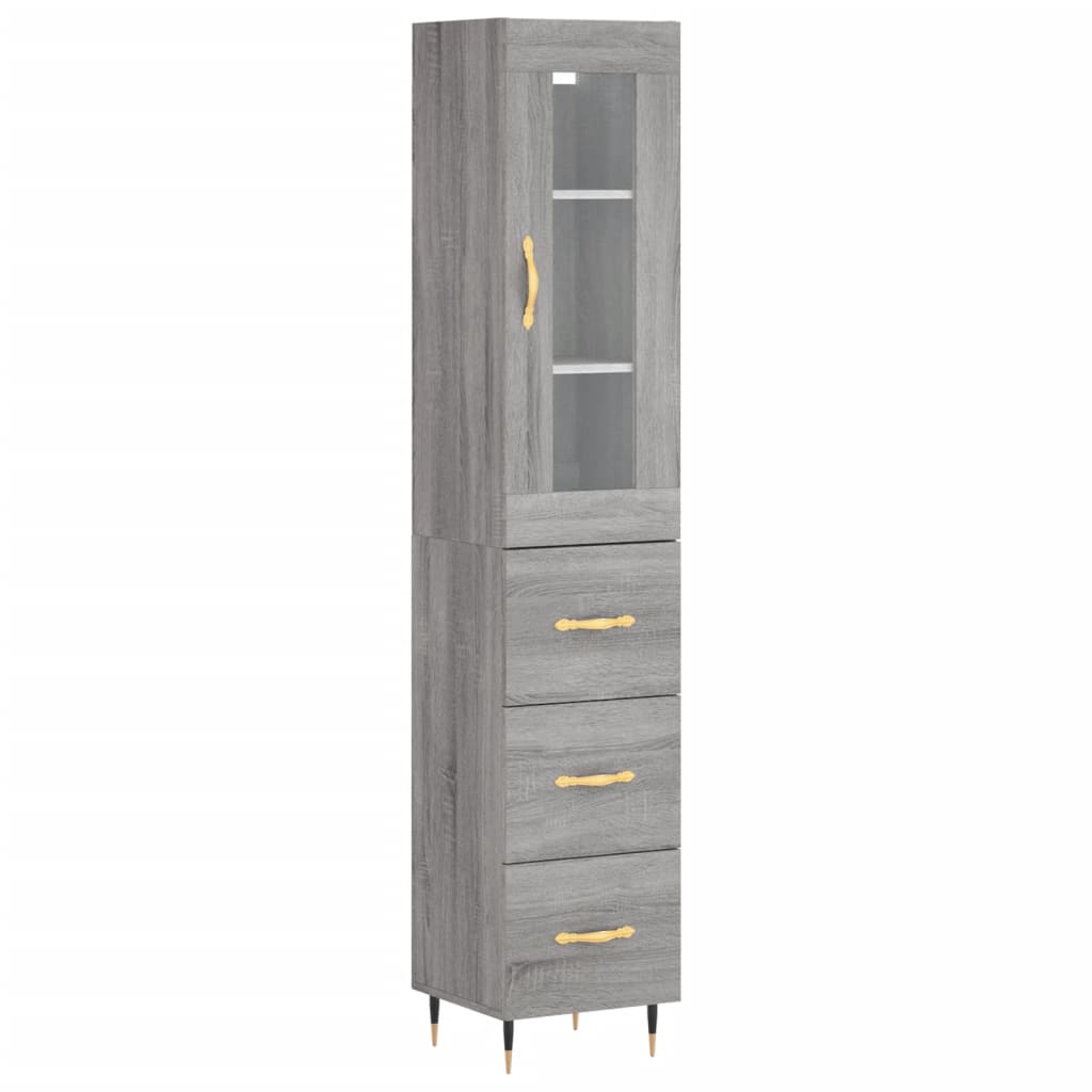 Image Buffet haut Sonoma gris 34,5x34x180 cm Bois d'ingénierie | Xios Store SNC vidaXL Xios Store SNC