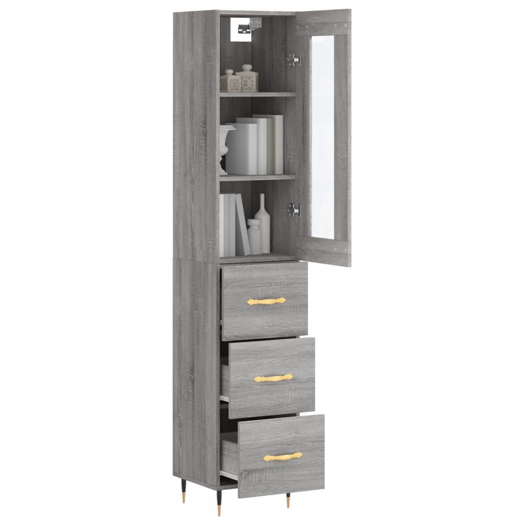 Image Buffet haut Sonoma gris 34,5x34x180 cm Bois d'ingénierie | Xios Store SNC vidaXL Xios Store SNC