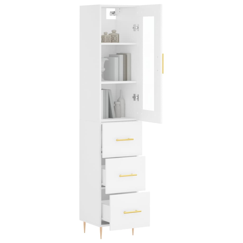 Image Buffet haut Blanc 34,5x34x180 cm Bois d'ingénierie | Xios Store SNC vidaXL Xios Store SNC