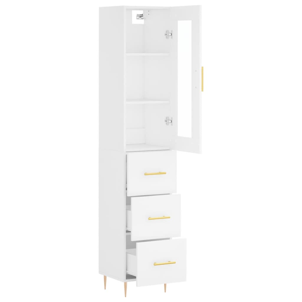 Image Buffet haut Blanc 34,5x34x180 cm Bois d'ingénierie | Xios Store SNC vidaXL Xios Store SNC