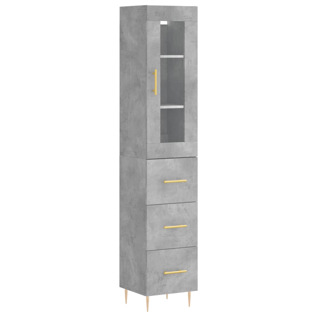 Image Buffet haut Gris béton 34,5x34x180 cm Bois d'ingénierie | Xios Store SNC vidaXL Xios Store SNC