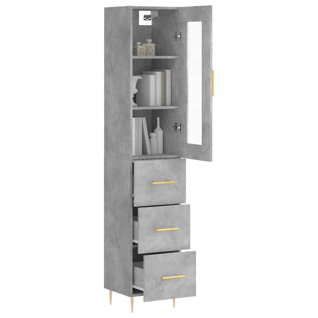 Image Buffet haut Gris béton 34,5x34x180 cm Bois d'ingénierie | Xios Store SNC vidaXL Xios Store SNC