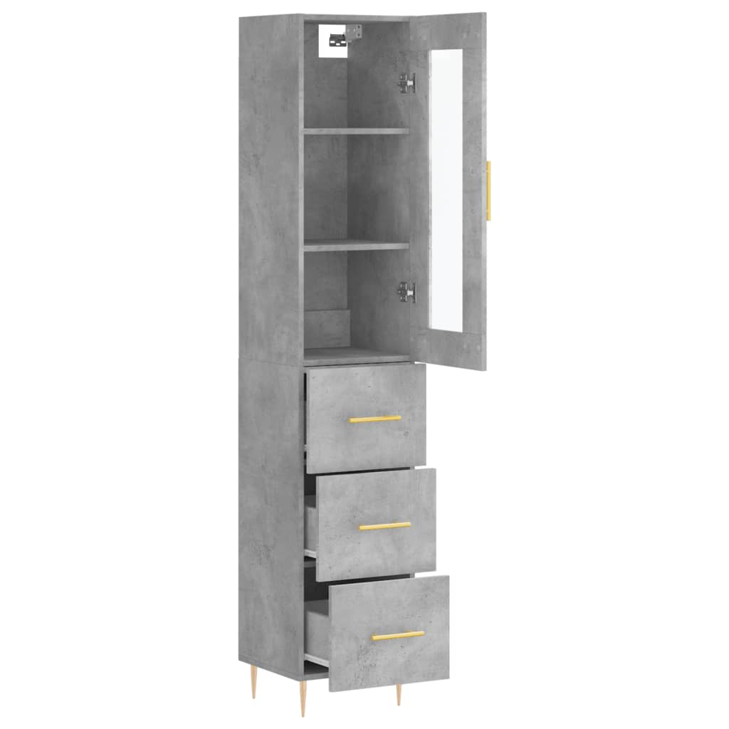 Image Buffet haut Gris béton 34,5x34x180 cm Bois d'ingénierie | Xios Store SNC vidaXL Xios Store SNC