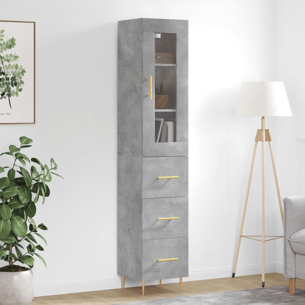 Image Buffet haut Gris béton 34,5x34x180 cm Bois d'ingénierie | Xios Store SNC vidaXL Xios Store SNC