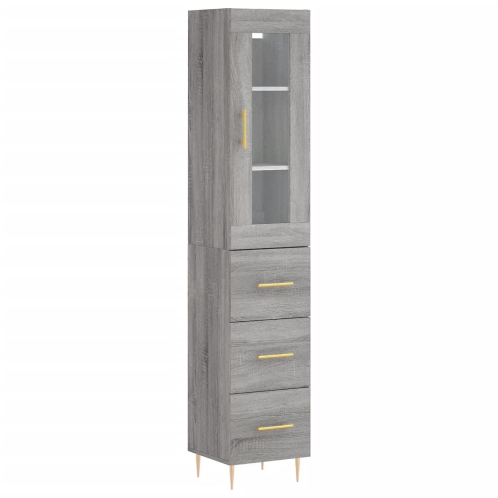 Image Buffet haut Sonoma gris 34,5x34x180 cm Bois d'ingénierie | Xios Store SNC vidaXL Xios Store SNC