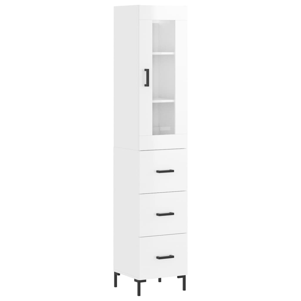 Image Buffet haut Blanc brillant 34,5x34x180 cm Bois d'ingénierie | Xios Store SNC vidaXL Xios Store SNC