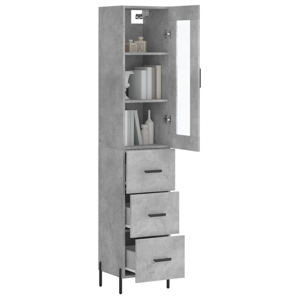 Image Buffet haut Gris béton 34,5x34x180 cm Bois d'ingénierie | Xios Store SNC vidaXL Xios Store SNC