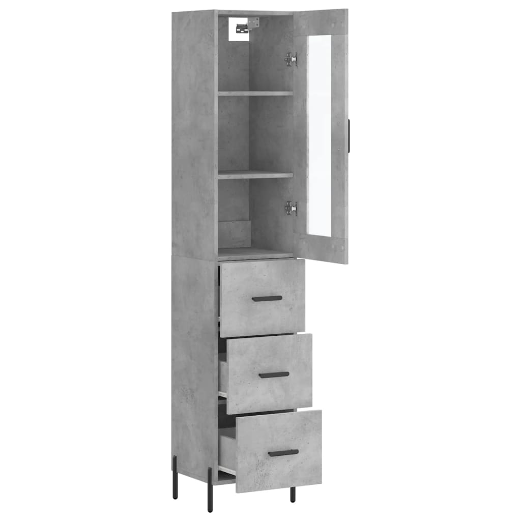 Image Buffet haut Gris béton 34,5x34x180 cm Bois d'ingénierie | Xios Store SNC vidaXL Xios Store SNC