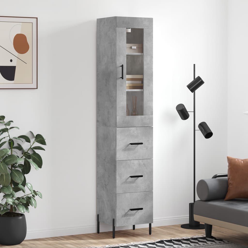 Image Buffet haut Gris béton 34,5x34x180 cm Bois d'ingénierie | Xios Store SNC vidaXL Xios Store SNC