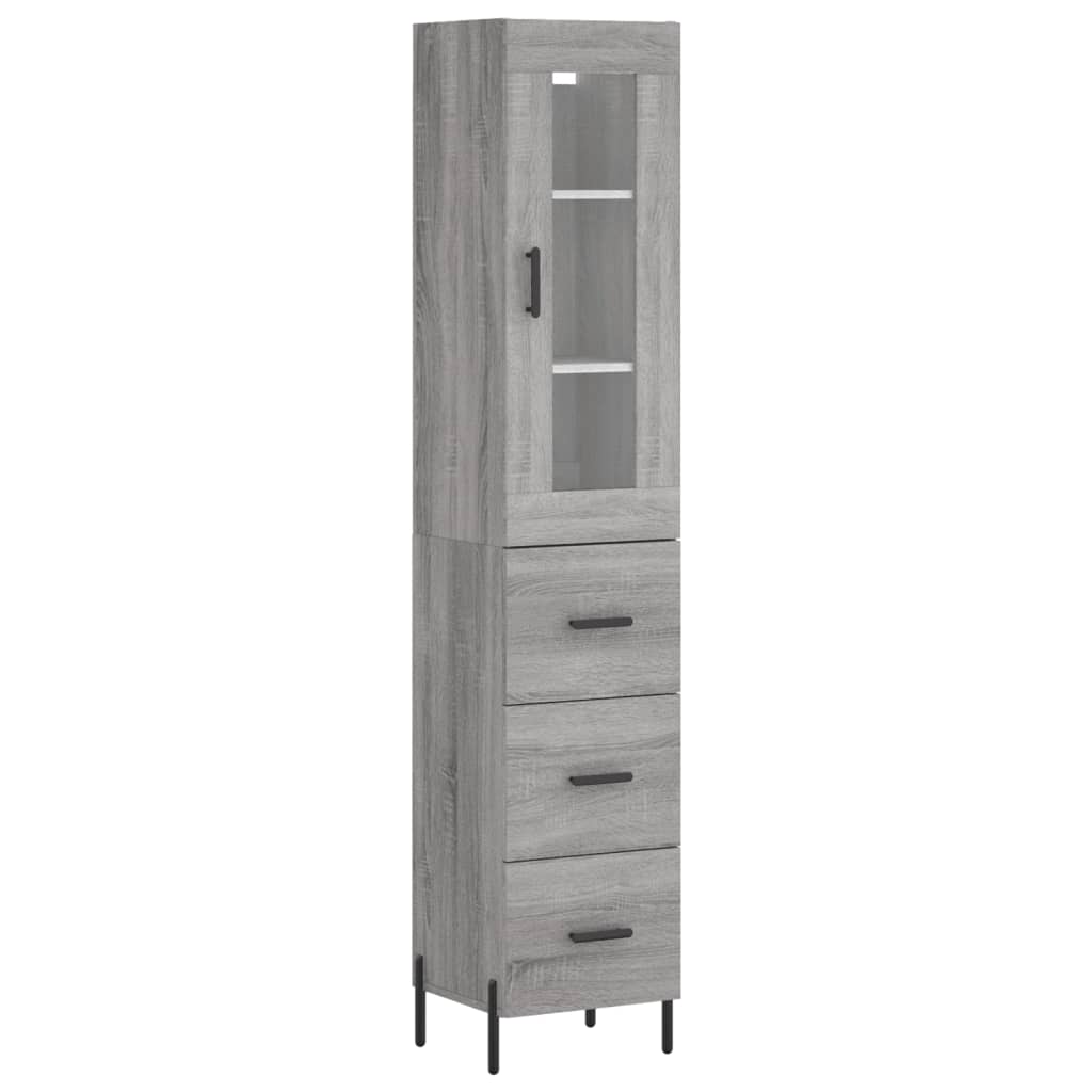 Image Buffet haut Sonoma gris 34,5x34x180 cm Bois d'ingénierie | Xios Store SNC vidaXL Xios Store SNC