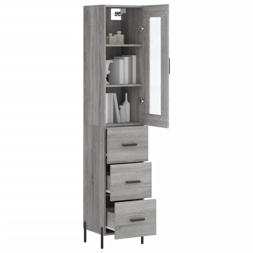 Image Buffet haut Sonoma gris 34,5x34x180 cm Bois d'ingénierie | Xios Store SNC vidaXL Xios Store SNC