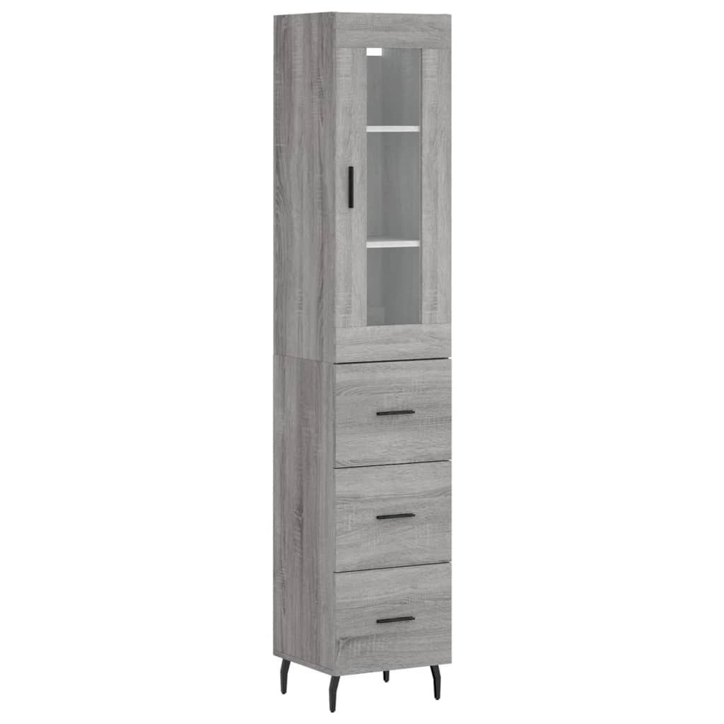 Image Buffet haut Sonoma gris 34,5x34x180 cm Bois d'ingénierie | Xios Store SNC vidaXL Xios Store SNC