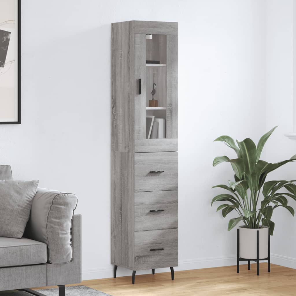 Image Buffet haut Sonoma gris 34,5x34x180 cm Bois d'ingénierie | Xios Store SNC vidaXL Xios Store SNC