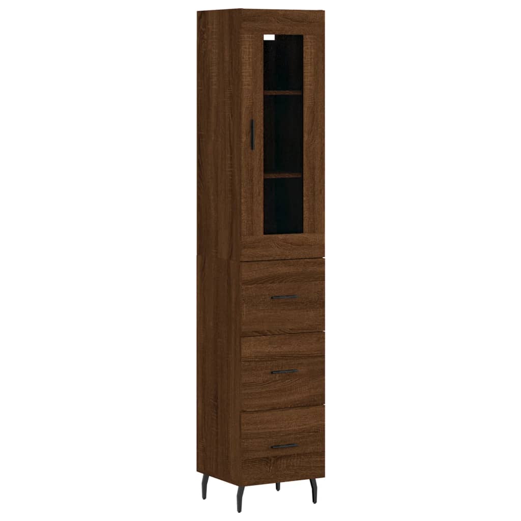 Image Buffet haut Chêne marron 34,5x34x180 cm Bois d'ingénierie | Xios Store SNC vidaXL Xios Store SNC