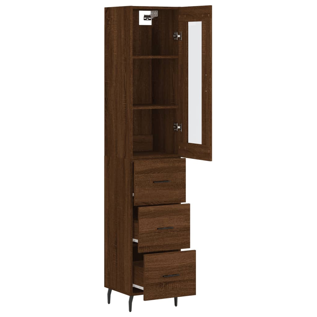 Image Buffet haut Chêne marron 34,5x34x180 cm Bois d'ingénierie | Xios Store SNC vidaXL Xios Store SNC