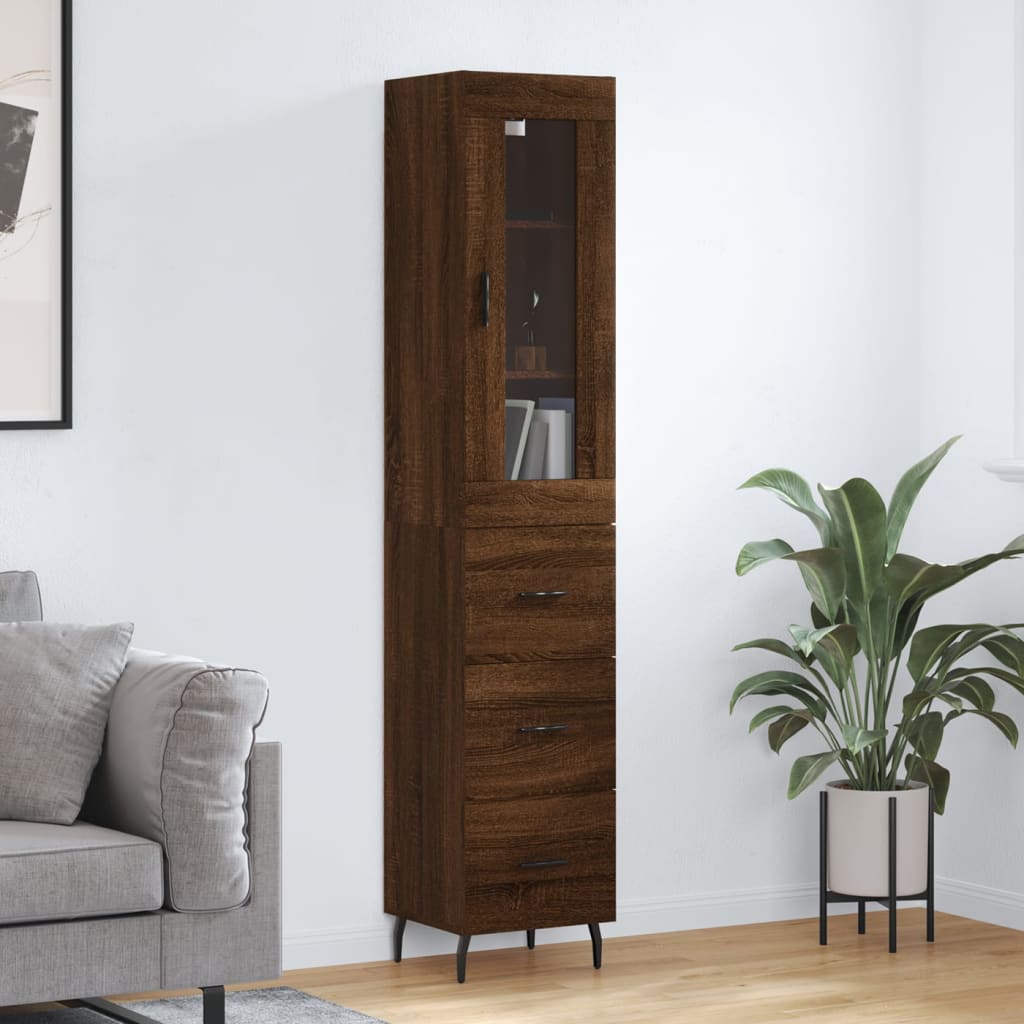 Image Buffet haut Chêne marron 34,5x34x180 cm Bois d'ingénierie | Xios Store SNC vidaXL Xios Store SNC