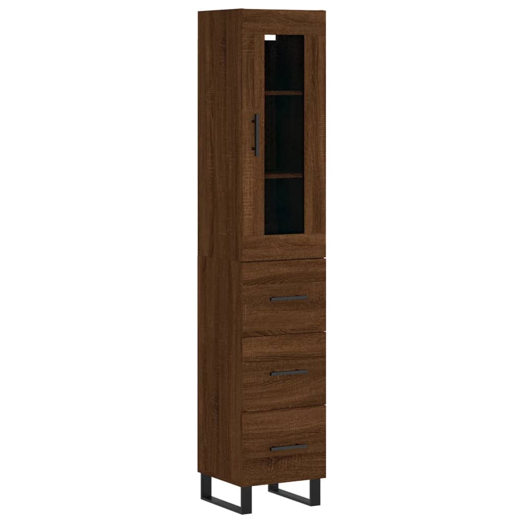 Image Buffet haut Chêne marron 34,5x34x180 cm Bois d'ingénierie | Xios Store SNC vidaXL Xios Store SNC