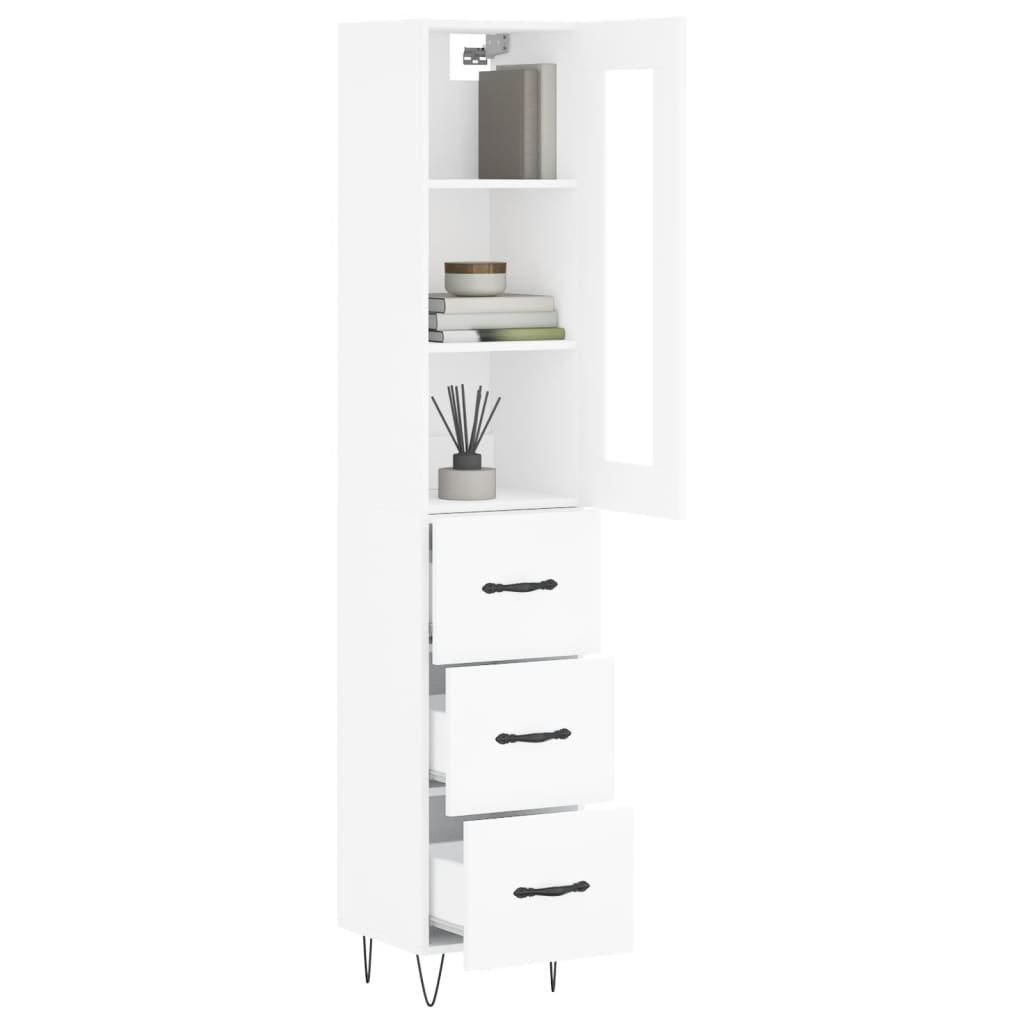 Image Buffet haut Blanc 34,5x34x180 cm Bois d'ingénierie | Xios Store SNC vidaXL Xios Store SNC