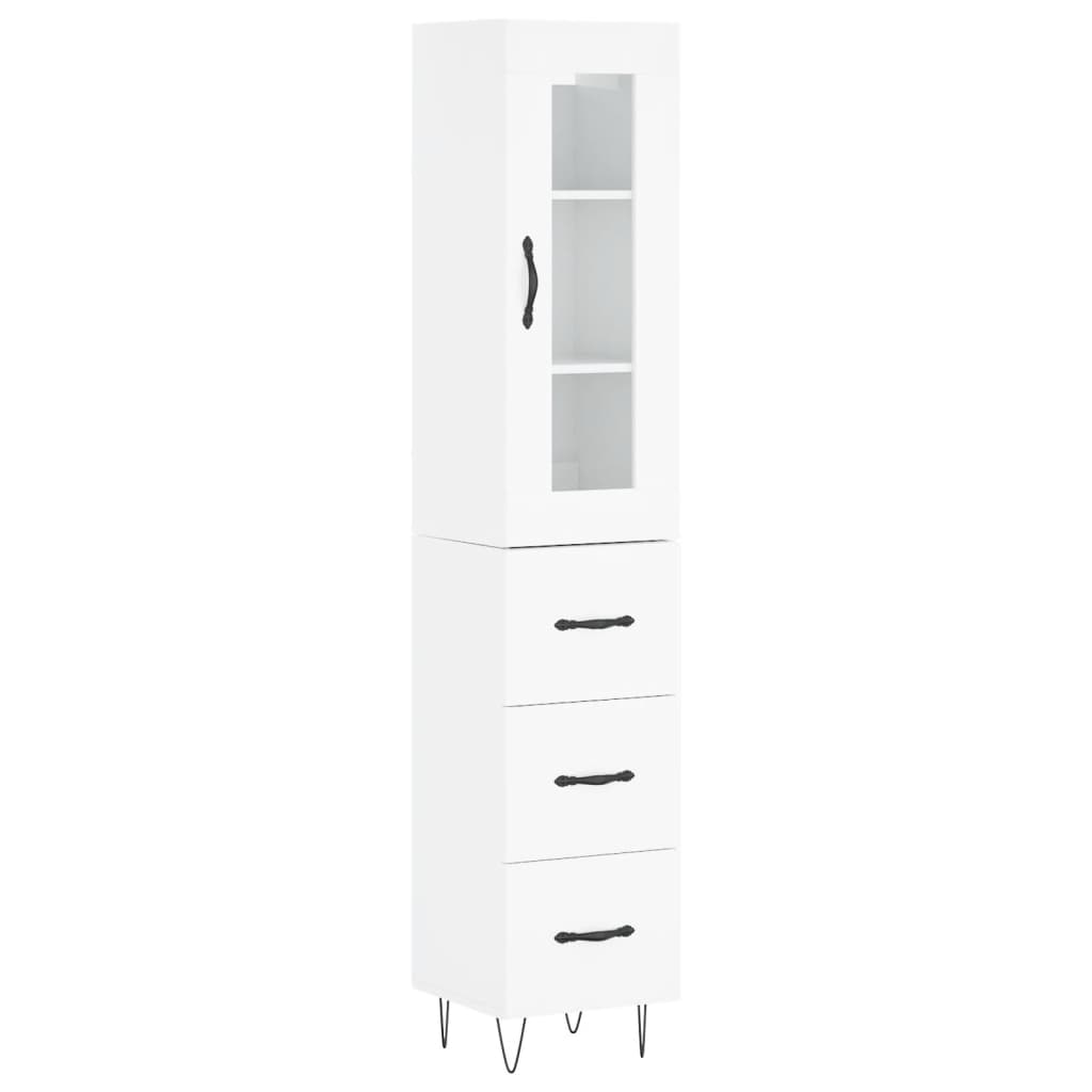 Image Buffet haut Blanc brillant 34,5x34x180 cm Bois d'ingénierie | Xios Store SNC vidaXL Xios Store SNC