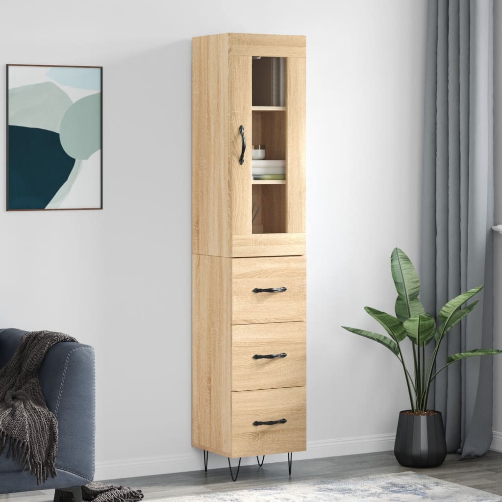 Image Buffet haut Chêne sonoma 34,5x34x180 cm Bois d'ingénierie | Xios Store SNC vidaXL Xios Store SNC