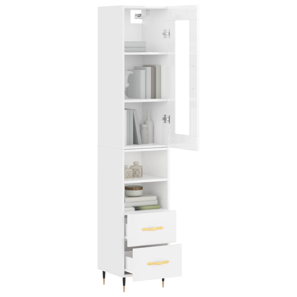 Image Buffet haut Blanc brillant 34,5x34x180 cm Bois d'ingénierie | Xios Store SNC vidaXL Xios Store SNC