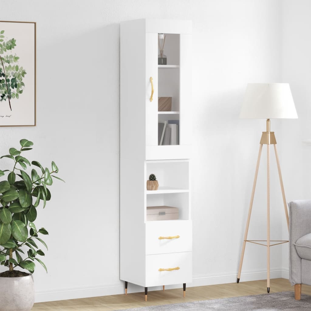 Image Buffet haut Blanc brillant 34,5x34x180 cm Bois d'ingénierie | Xios Store SNC vidaXL Xios Store SNC