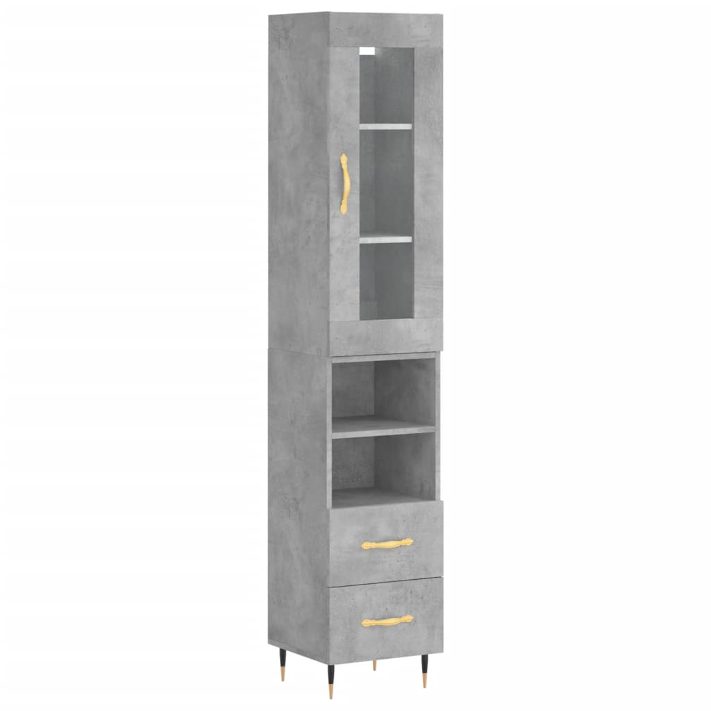 Image Buffet haut Gris béton 34,5x34x180 cm Bois d'ingénierie | Xios Store SNC vidaXL Xios Store SNC