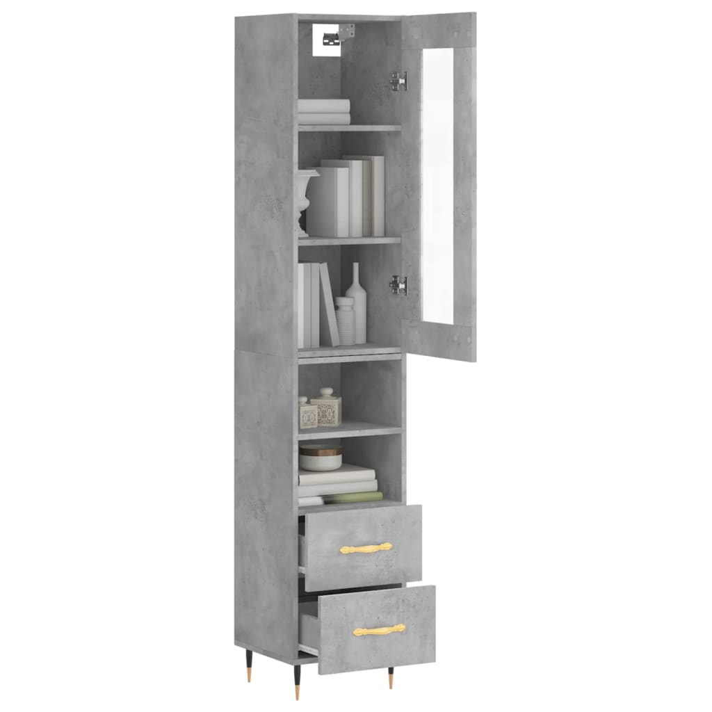 Image Buffet haut Gris béton 34,5x34x180 cm Bois d'ingénierie | Xios Store SNC vidaXL Xios Store SNC