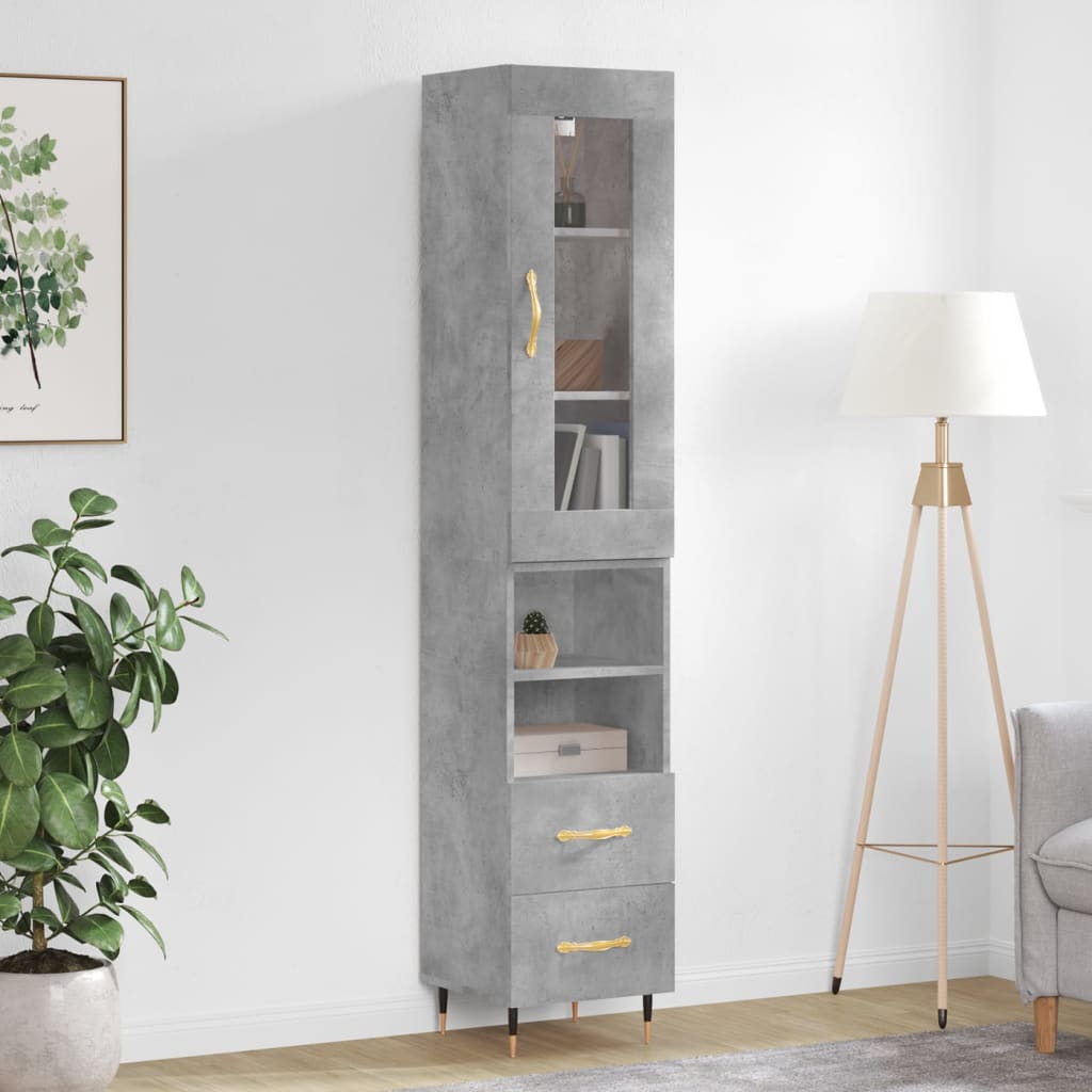 Image Buffet haut Gris béton 34,5x34x180 cm Bois d'ingénierie | Xios Store SNC vidaXL Xios Store SNC