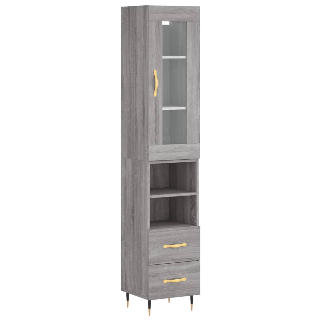 Image Buffet haut Sonoma gris 34,5x34x180 cm Bois d'ingénierie | Xios Store SNC vidaXL Xios Store SNC