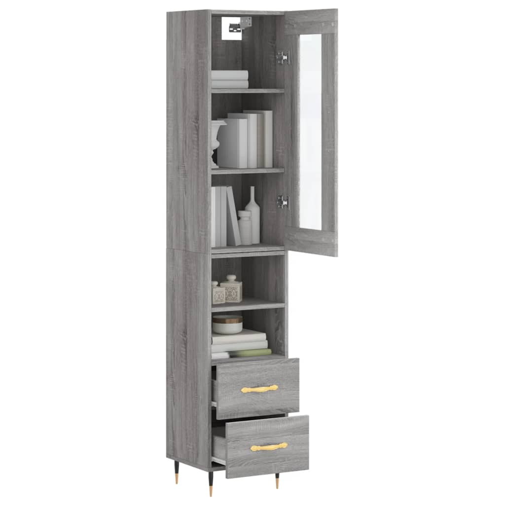 Image Buffet haut Sonoma gris 34,5x34x180 cm Bois d'ingénierie | Xios Store SNC vidaXL Xios Store SNC