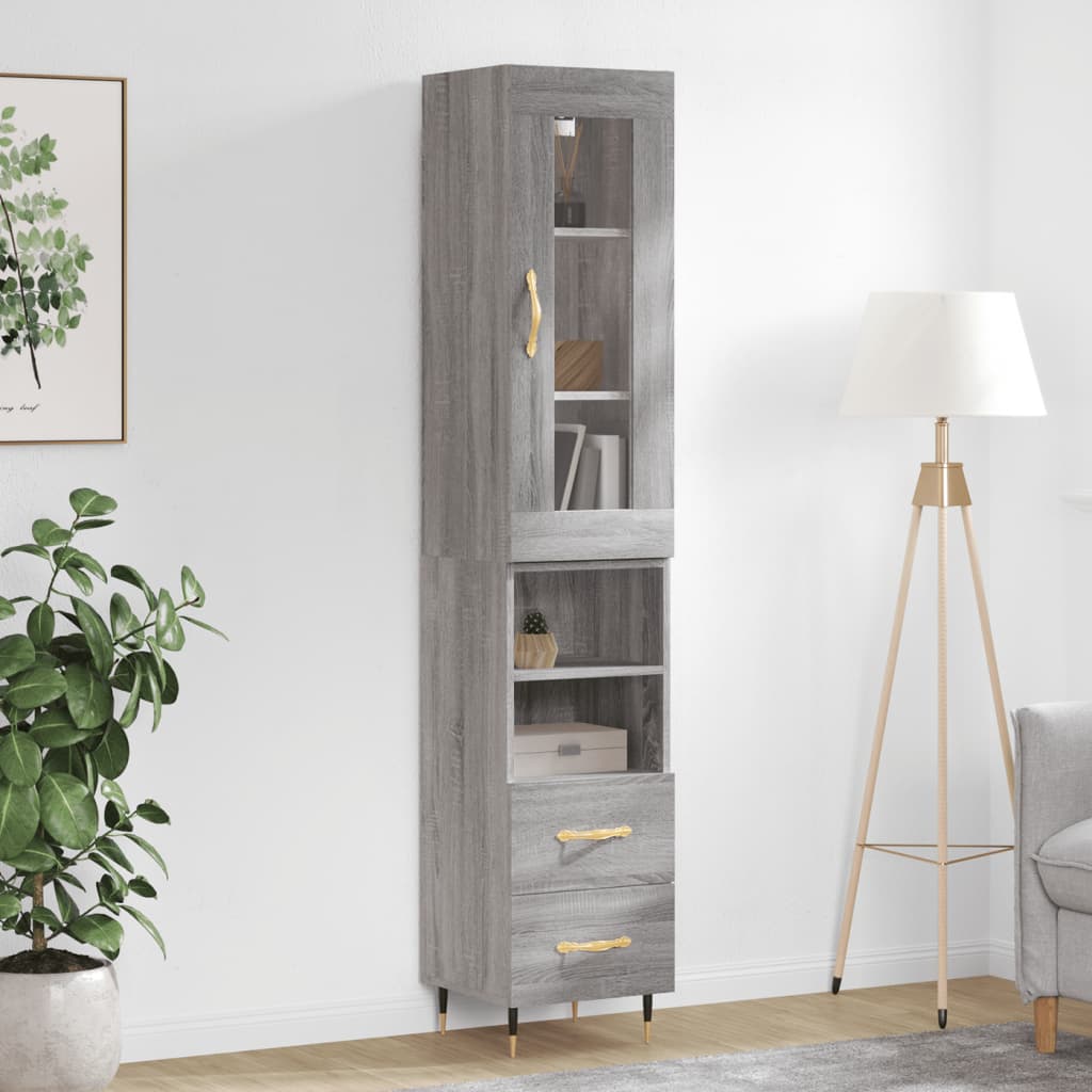 Image Buffet haut Sonoma gris 34,5x34x180 cm Bois d'ingénierie | Xios Store SNC vidaXL Xios Store SNC