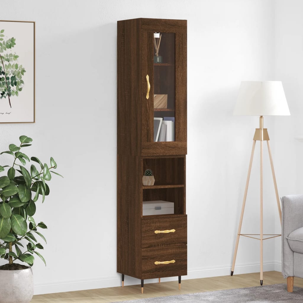 Image Buffet haut Chêne marron 34,5x34x180 cm Bois d'ingénierie | Xios Store SNC vidaXL Xios Store SNC