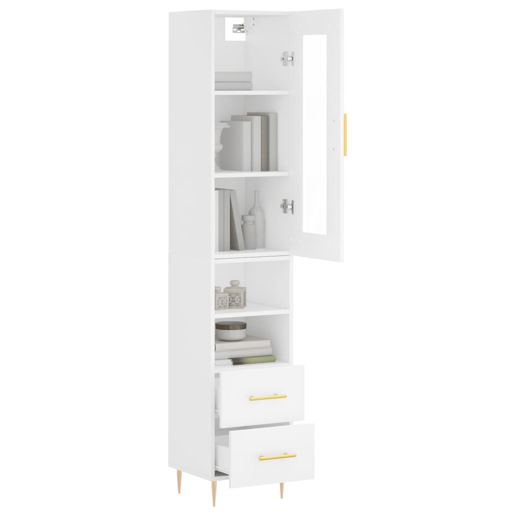 Image Buffet haut Blanc 34,5x34x180 cm Bois d'ingénierie | Xios Store SNC vidaXL Xios Store SNC