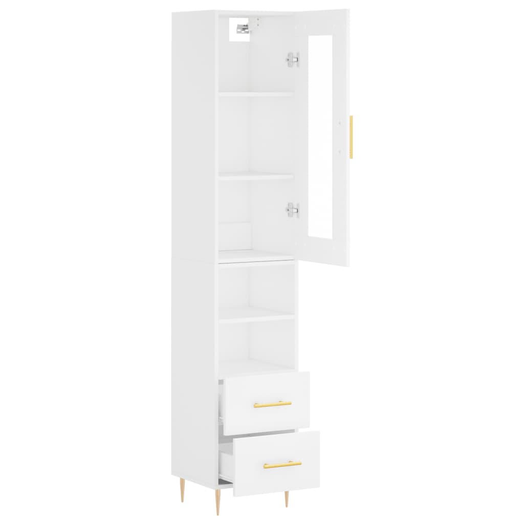 Image Buffet haut Blanc 34,5x34x180 cm Bois d'ingénierie | Xios Store SNC vidaXL Xios Store SNC