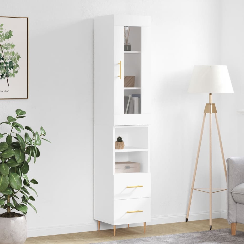 Image Buffet haut Blanc 34,5x34x180 cm Bois d'ingénierie | Xios Store SNC vidaXL Xios Store SNC