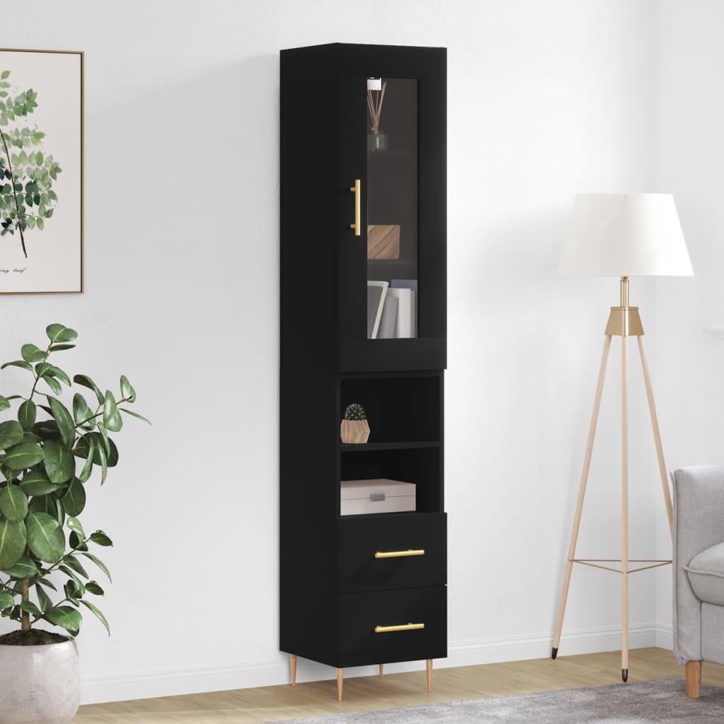 Image Buffet haut Noir 34,5x34x180 cm Bois d'ingénierie | Xios Store SNC vidaXL Xios Store SNC