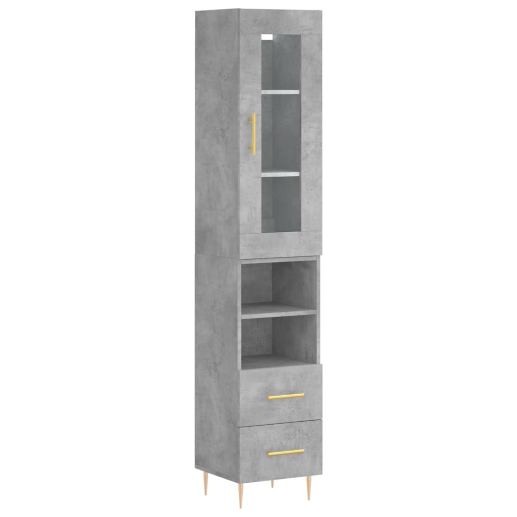 Image Buffet haut Gris béton 34,5x34x180 cm Bois d'ingénierie | Xios Store SNC vidaXL Xios Store SNC