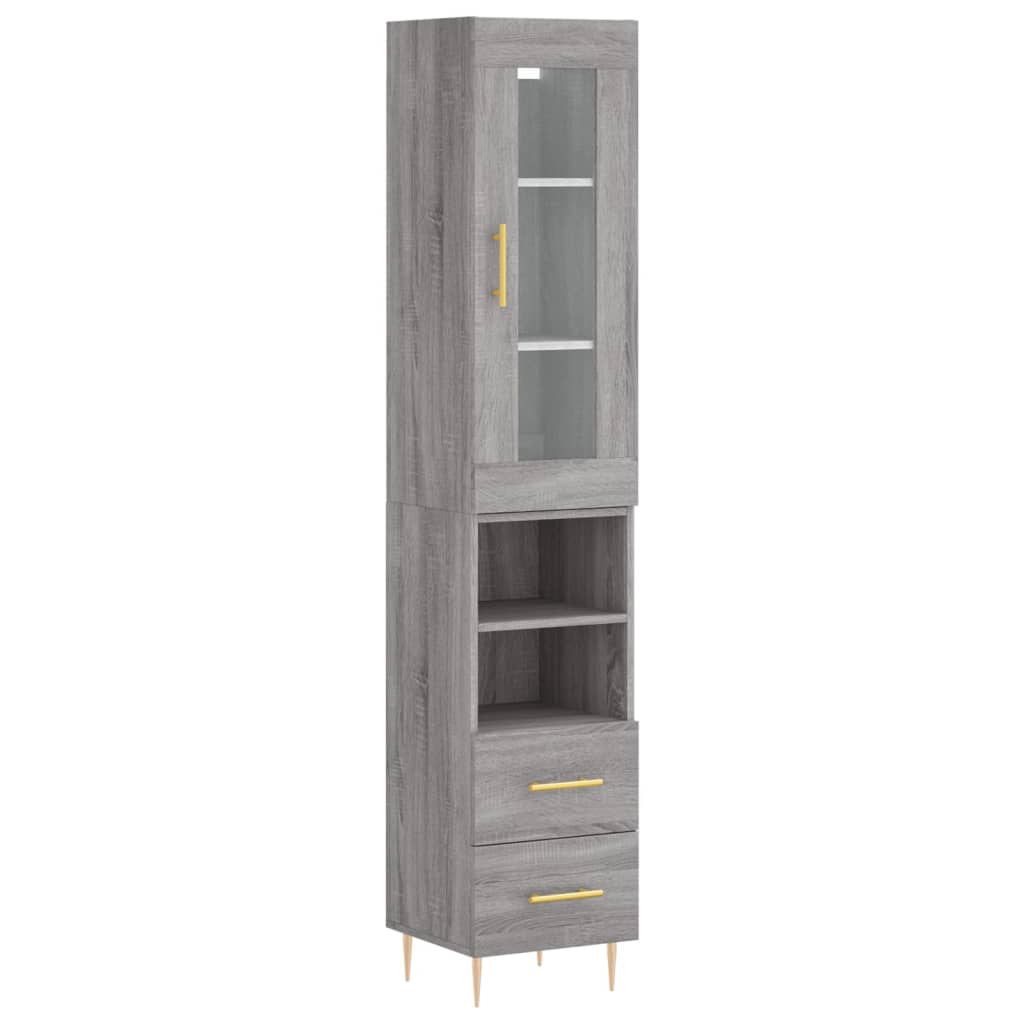 Image Buffet haut Sonoma gris 34,5x34x180 cm Bois d'ingénierie | Xios Store SNC vidaXL Xios Store SNC