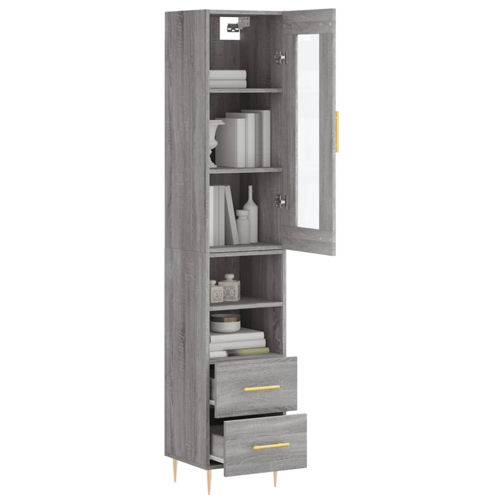 Image Buffet haut Sonoma gris 34,5x34x180 cm Bois d'ingénierie | Xios Store SNC vidaXL Xios Store SNC