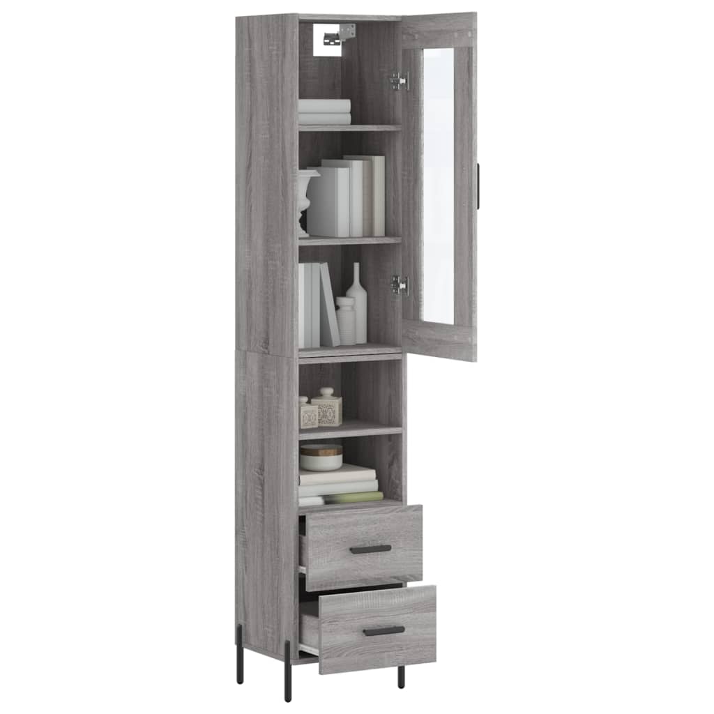 Image Buffet haut Sonoma gris 34,5x34x180 cm Bois d'ingénierie | Xios Store SNC vidaXL Xios Store SNC