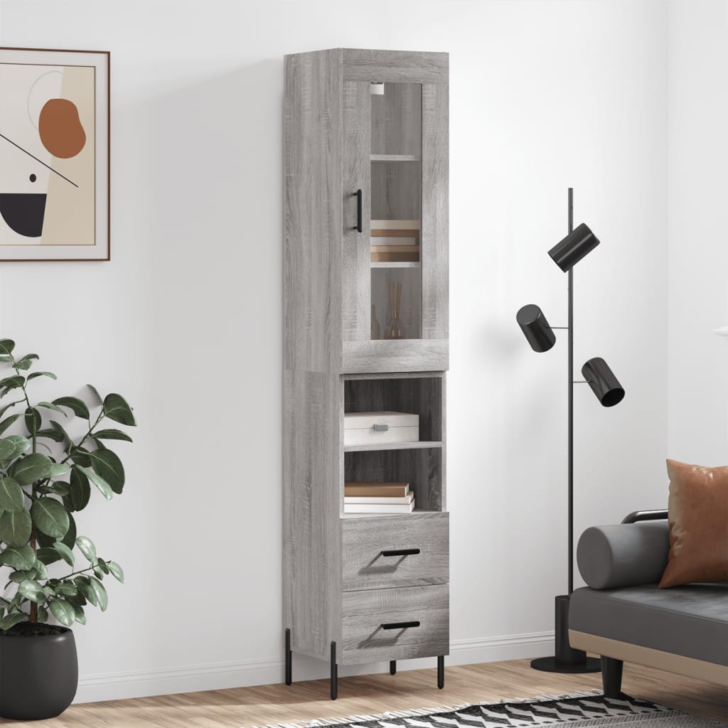 Image Buffet haut Sonoma gris 34,5x34x180 cm Bois d'ingénierie | Xios Store SNC vidaXL Xios Store SNC