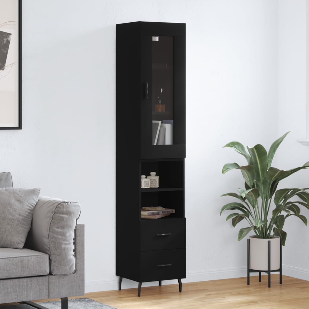 Image Buffet haut Noir 34,5x34x180 cm Bois d'ingénierie | Xios Store SNC vidaXL Xios Store SNC