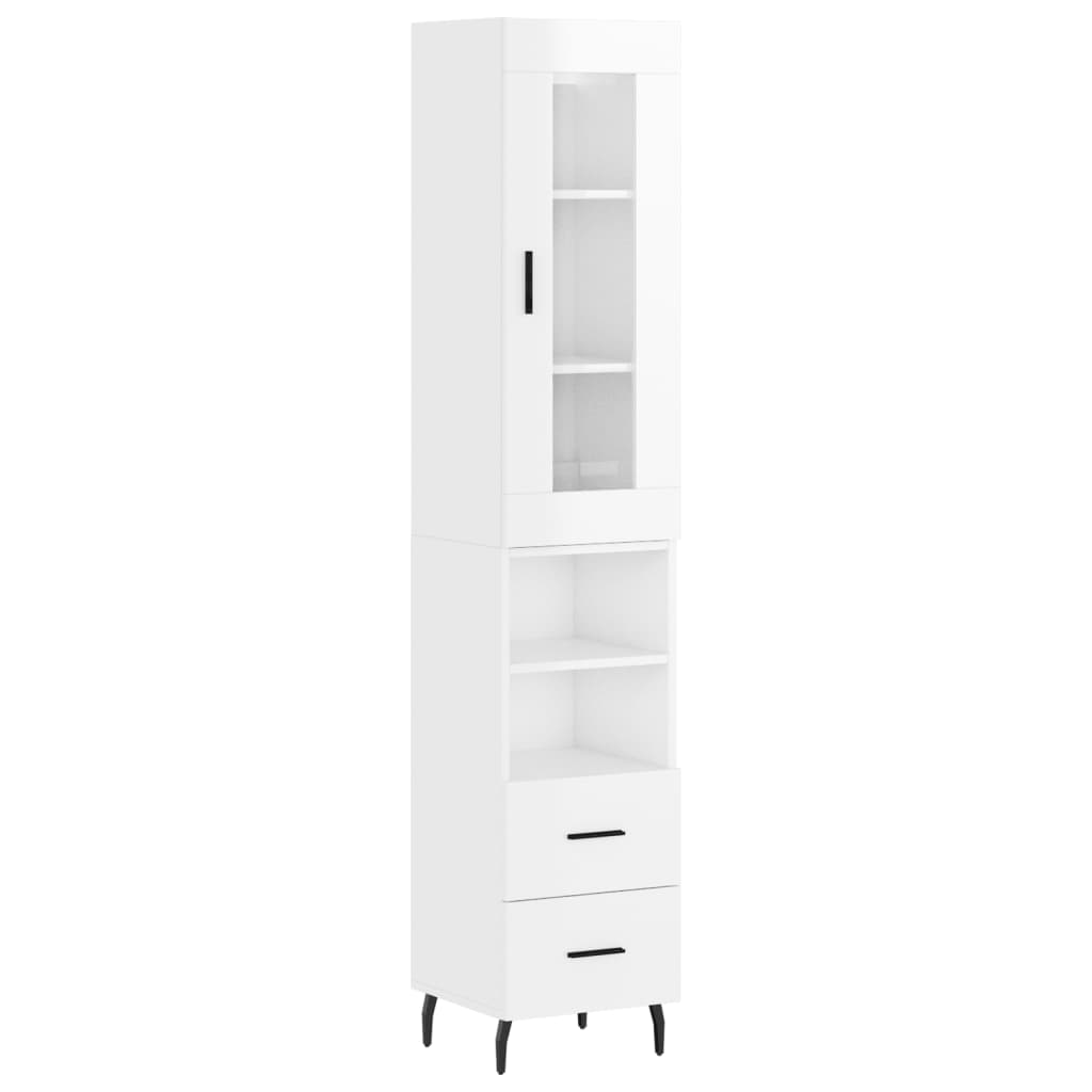 Image Buffet haut Blanc brillant 34,5x34x180 cm Bois d'ingénierie | Xios Store SNC vidaXL Xios Store SNC